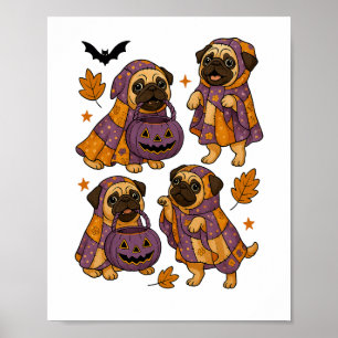 Póster Perro Pug Fantasma Halloween Espeluznante