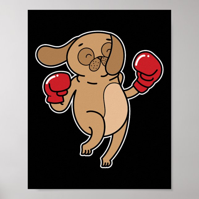 Póster Perro Pug Hace Boxeo (Frente)