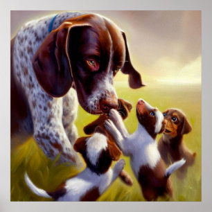 Póster Perro puntero de al descubierto alemán