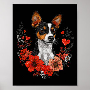 Póster Perro Rat Terrier del Día de San Valentín