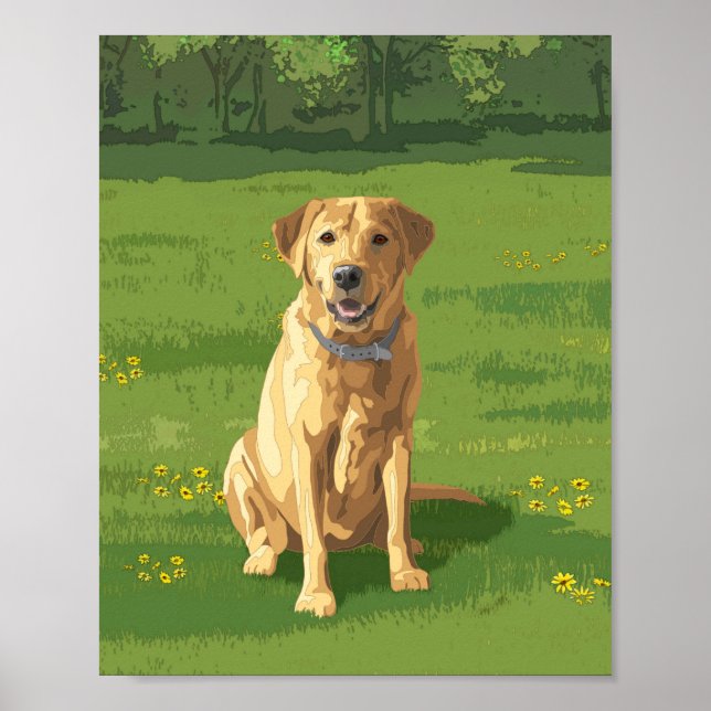 Póster Perro recuperador de labrador amarillo (Frente)