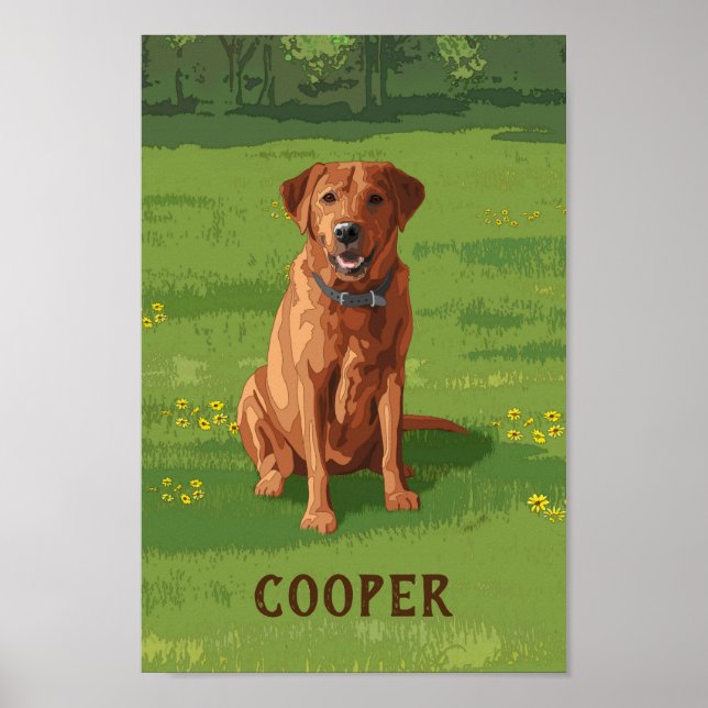 Póster Perro recuperador de Labrador rojo Fox (Frente)