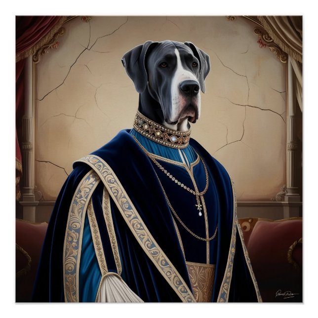 Póster Perro Regal con atuendo renacentista - Arte Digita (Anverso)