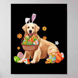 Póster Perro Retriever Dorado Bunny Huevos De Pascua Sket