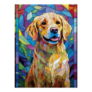 Póster Perro Retriever Dorado de Vidrio Emplomado Decorac