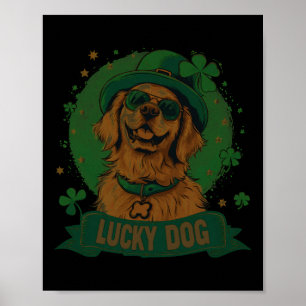 Póster Perro Retriever Dorado - Día de San Patricio Santo
