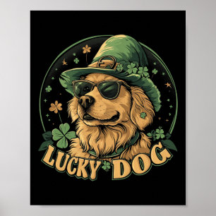 Póster Perro Retriever Dorado - Día de San Patricio Santo