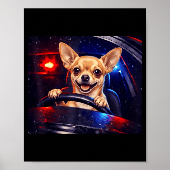 Póster perro retriever dorado divertido conduciendo meme  (Frente)