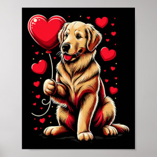Póster Perro Retriever Dorado Dueño de Perro Día de San V