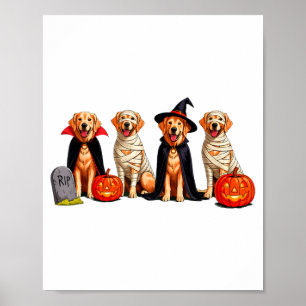 Póster Perro Retriever Dorado Fantasma Momia Calabaza Hal