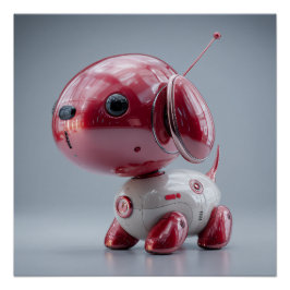 Póster Perro Robot Rojo Brillante