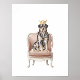 Póster Perro Rottweiler con Poster de la Corona Real