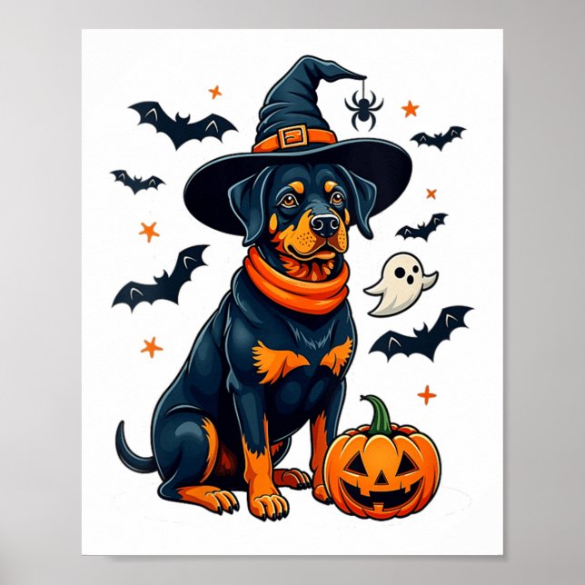Póster Perro rotulier cutáneo de Halloween cuello V _1 (Frente)