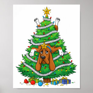 Póster Perro Sabueso Divertido Luces De Navidad Para Niño