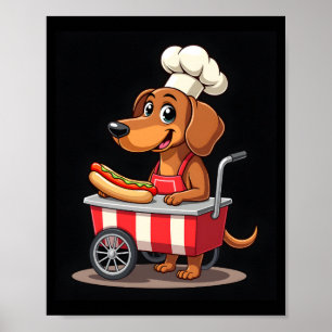 Póster Perro salchicha divertido sandwich salchicha