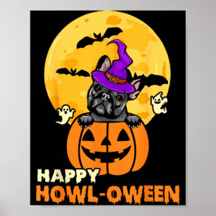 Póster Perro salchicha francés negro bruja amante feliz