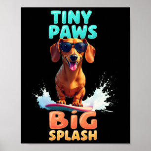 Póster Perro salchicha genial surfando perro para hombres