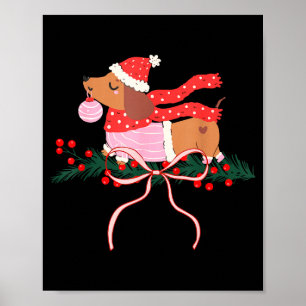 Póster Perro salchicha vintage adorable navidad amante de