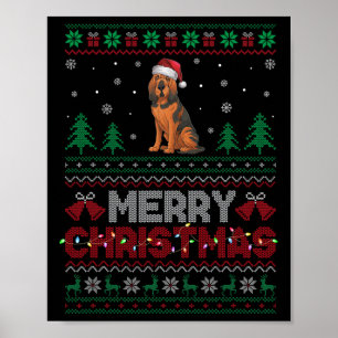 Póster Perro sangriento ama a Santa Hat Árbol de Navidad