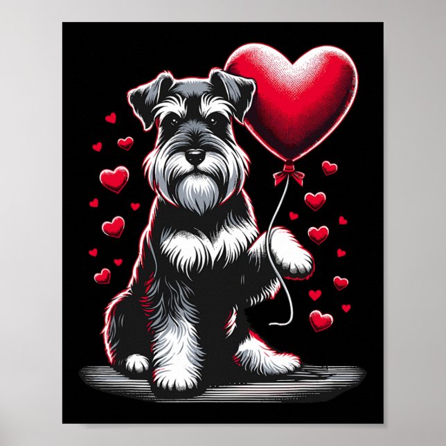 Póster Perro Schnauzer Dueño de perro del día de San Vale (Frente)