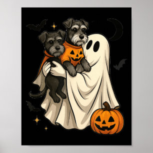 Póster Perro Schnauzer Miniatura Fantasma Halloween