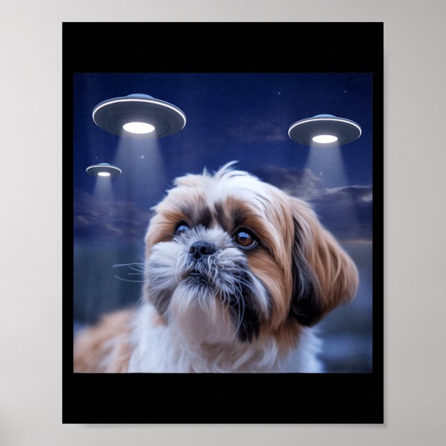 Póster Perro Shih tzu perro shihtzu alienígena ovnis shit (Frente)