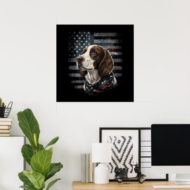 Póster Perro Springer Spaniel Bandera Americana (Oficina en casa)