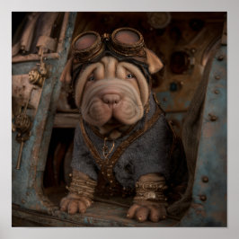 Póster Perro Steampunk