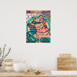 Póster Perro Street Retro con gafas de sol | Divertido