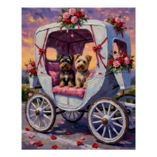 Póster Perro Terrier Australiano Día de San Valentín 