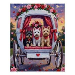 Póster Perro Terrier Escocés Día de San Valentín