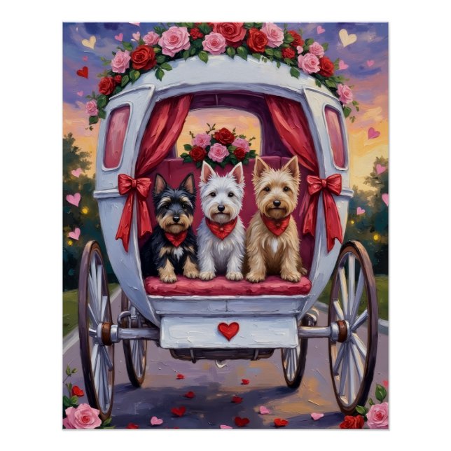 Póster Perro Terrier Escocés Día de San Valentín (Anverso)