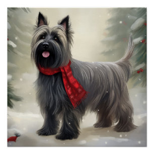Póster Perro Terrier Skye en Navidad con Nieve