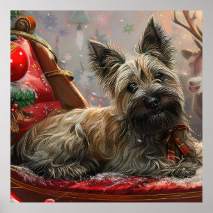Póster Perro Terrier Skye Navideño Festivo