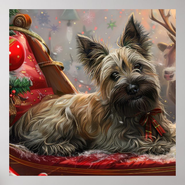 Póster Perro Terrier Skye Navideño Festivo (Frente)