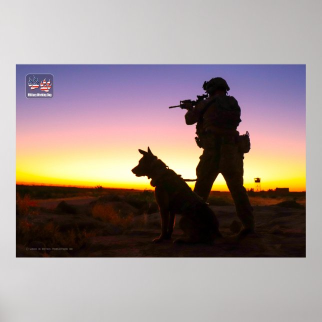 PÓSTER PERRO TRABAJADOR MILITAR DE EE.UU. (Frente)