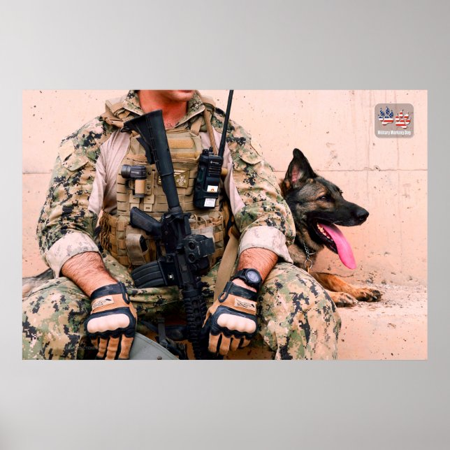 PÓSTER PERRO TRABAJADOR MILITAR DE EE.UU. (Frente)