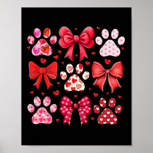 Póster Perro Valentine Coquette Perro Paw Imprimir Corazó