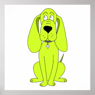 Póster Perro verde animado. Personalizado de Cute Hound.