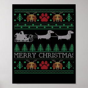 Póster Perro vienés Dachshund feo de Navidad Chr