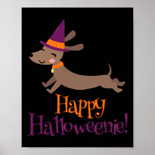Póster Perro Vienés Halloween Esqueleto Amante Dachshund