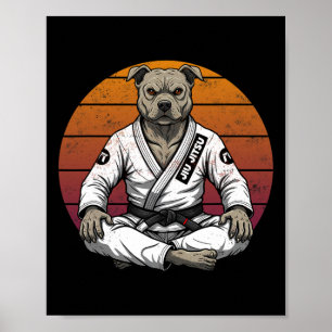 Póster Perro virgen divertido Jiu Jitsu Retro Grappl
