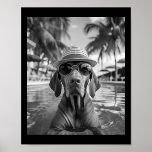 Póster Perro Vizsla Divertido Selfie Vacaciones de Verano