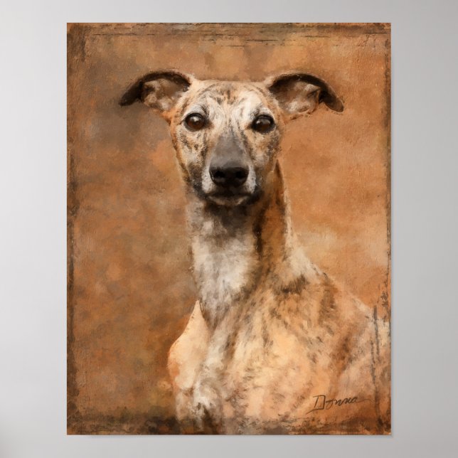 Póster Perro Whippet atigrado (Frente)