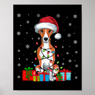 Póster Perro Whippet Ugly Xmas Luces Santa Hat Whippet Do