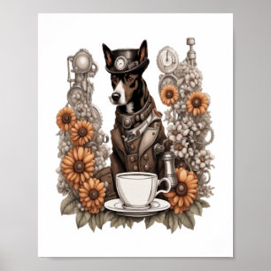 Póster perro y café