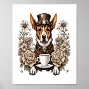 Póster perro y café
