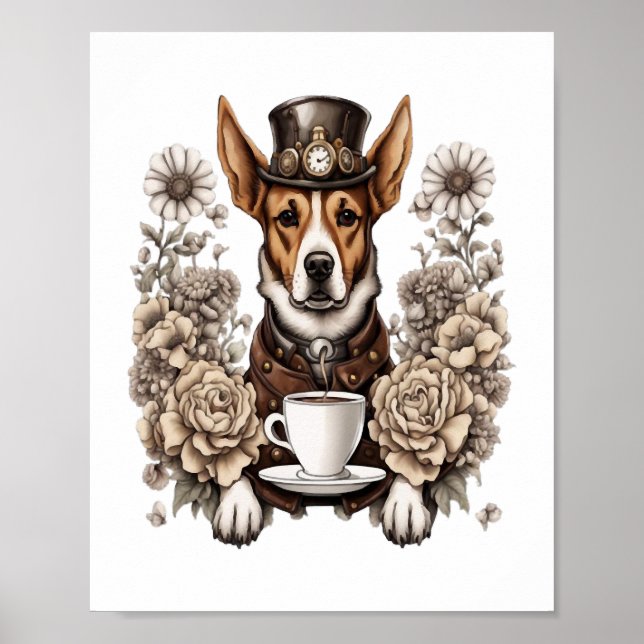 Póster perro y café (Frente)
