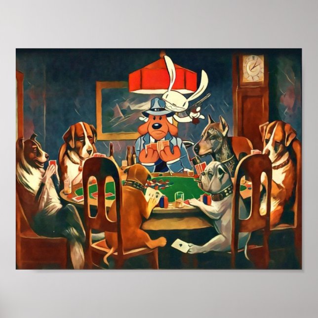 Póster Perro y conejo jugando al póquer Sam Max TShirts G (Frente)