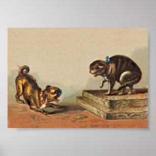 Póster Perro y gatito escasos del barro amasado